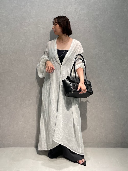 Mila Owen ミラオーウェン ロング シャツ ワンピース 0 新品未使用 セール】ラミー100％袖ロングシャツワンピース（ワンピース
