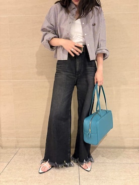 「アイテム（チューブトップ）」を使った、Mila Owenさん（レディース・155cm）の夏コーディネート