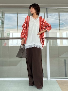 「Mila Owen（ミラオーウェン）のアイテム（ニット/セーター）」を使った、Mila Owenさん（レディース・160cm）の夏コーディネート