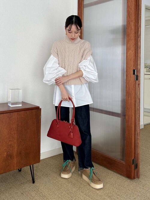 セール】【セットアイテム】ケーブルベストシャツレイヤードSET