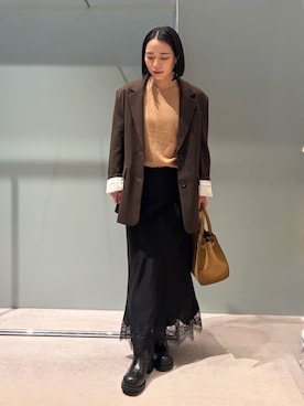 「Mila Owen（ミラオーウェン）のアイテム（ニット/セーター）」を使った、Mila Owenさん（レディース・151cm）の秋コーディネート