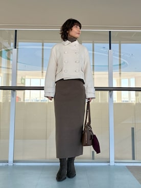 「アイテム（チャーム）」を使った、Mila Owenさん（レディース・160cm）の冬コーディネート