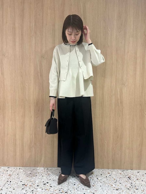 セットアップ対応】フォルムアンサンブルくるみ釦ショートカーディガン