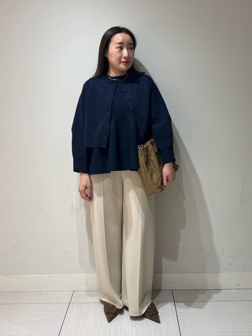 セットアップ対応】フォルムアンサンブルくるみ釦ショートカーディガン