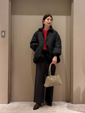 「Mila Owen（ミラオーウェン）のアイテム（ブーツ）」を使った、Mila Owenさん（レディース・169cm）の冬コーディネート