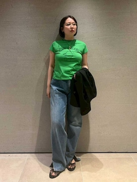 「Mila Owen（ミラオーウェン）のアイテム（デニムパンツ）」を使った、Mila Owenさん（レディース・163cm）の夏コーディネート