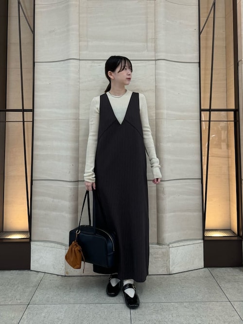 【セットアイテム】クルーネックニット×Aラインキャミレイヤードワンピース セットアイテム】クルーネックニット×Aラインキャミレイヤード