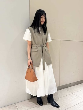 「Mila Owen（ミラオーウェン）のウエスタンショートブーツ（ブーツ、ブラック系）」を使った、Mila Owenさんの春コーディネート