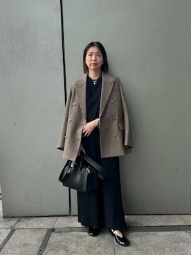 「ロングワンピース」｜「アイテム（テーラードジャケット）」を使った、Mila Owenさん（レディース・153cm）の秋コーディネート