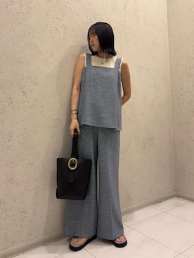 「アイテム（つなぎ/オールインワン）」を使った、Mila Owenさん（レディース・164cm）の夏コーディネート