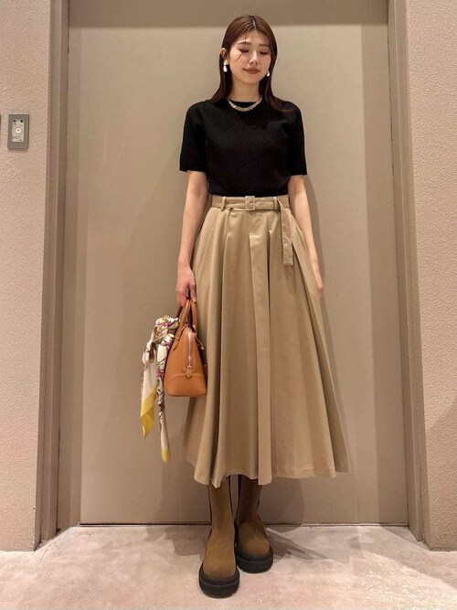 プリーツスカートニットドッキングワンピース（ワンピース）｜Mila