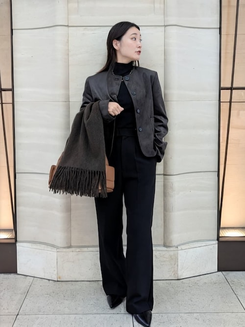 セール】パッチポケットコンパクトスエードジャケット（ノーカラー