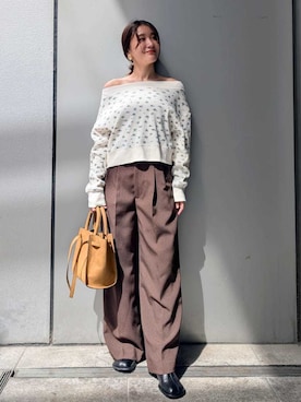 「Mila Owen（ミラオーウェン）のアイテム（その他パンツ）」を使った、Mila Owenさん（レディース・156cm）の秋コーディネート