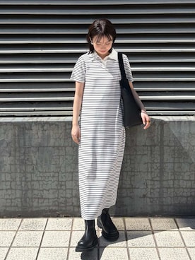 「Mila Owen（ミラオーウェン）のストレートポロワンピース（ワンピース、その他）」を使った、Mila Owenさんの春コーディネート