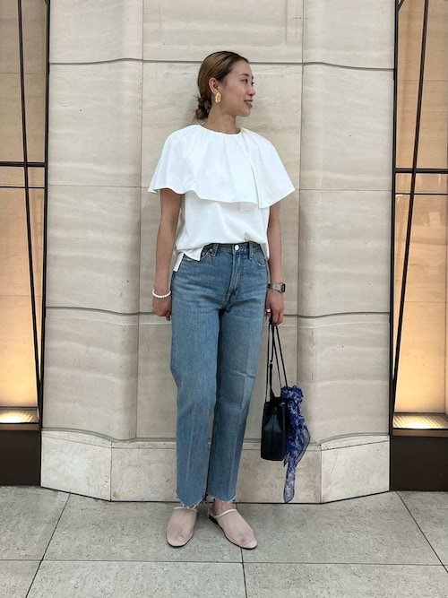 Mila Owen tシャツ アシメカラー布帛ドッキングカットトップス
