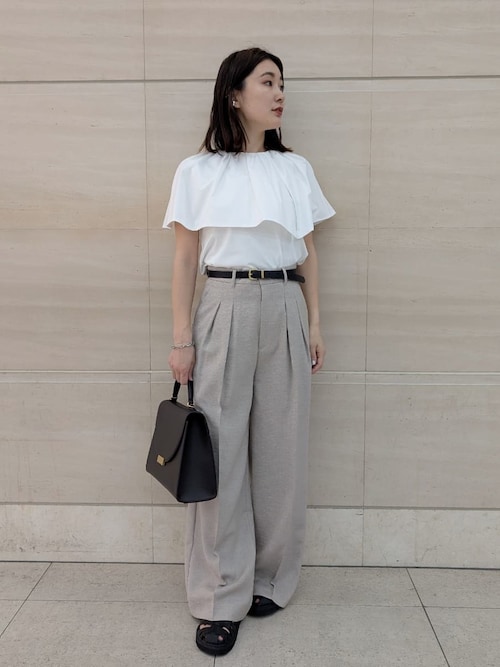 tシャツ 布帛ドッキング レディース le.coeur blanc tシャツ 布帛ドッキングプルオーバー レディース