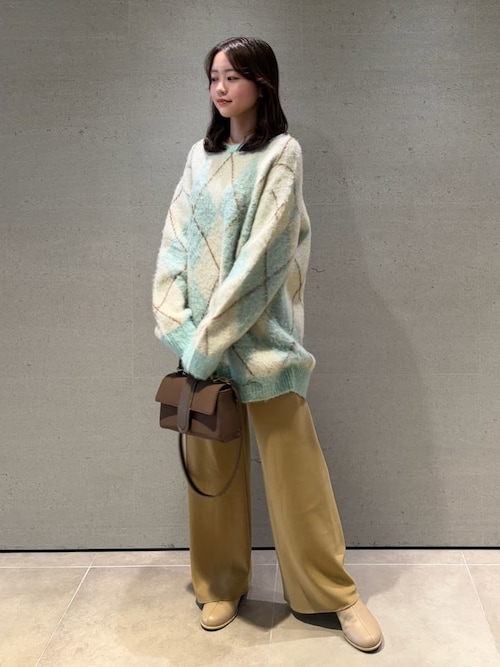 セール】アルパカ混アーガイルミニニットワンピース（ワンピース