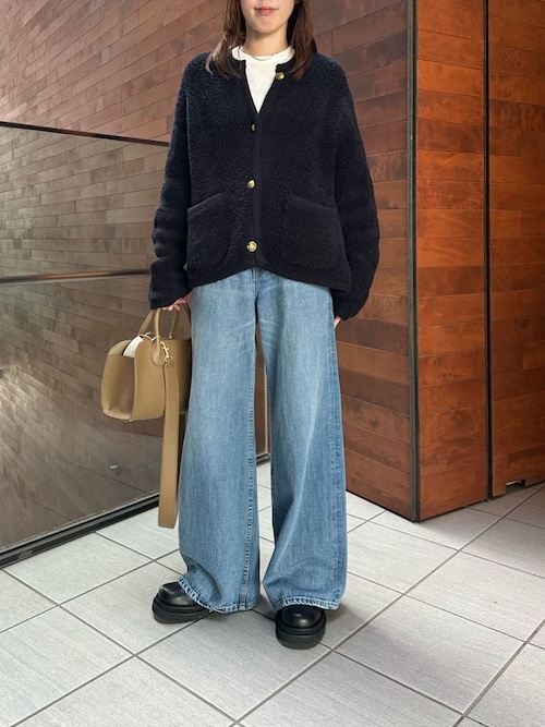 パッチポケットデザインバギーデニムパンツ（デニムパンツ