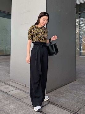 「シャーリング」｜「アイテム（Tシャツ/カットソー）」を使った、Mila Owenさん（レディース・156cm）の夏コーディネート