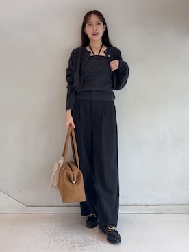 「アイテム（バンダナ/スカーフ、ベージュ系）」を使った、Mila Owenさん（レディース・158cm）の秋コーディネート