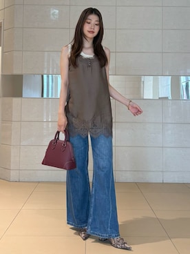 「Mila Owen（ミラオーウェン）のアイテム（デニムパンツ）」を使った、Mila Owenさん（レディース・169cm）の夏コーディネート