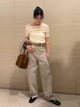 「アイテム（バレエシューズ）」を使った、Mila Owenさん（レディース・155cm）の夏コーディネート