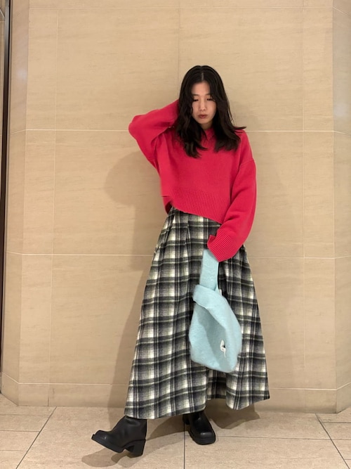 ウールカシミヤ衿付きVネックニット（ニット/セーター）｜Mila Owen