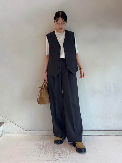 Mila owen 美品 16AW バックベルト ロングジレ ベスト Mila Owen（ミラオーウェン） ベスト ジレ 後ろバックル付きベスト