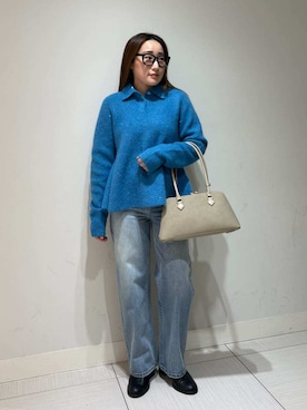 「アイテム（ポロシャツ）」を使った、Mila Owenさん（レディース・155cm）の秋コーディネート