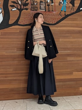 「Mila Owen（ミラオーウェン）のアイテム（イヤリング）」を使った、Mila Owenさん（レディース・156cm）の春コーディネート