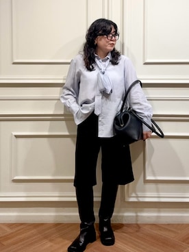「Mila Owen（ミラオーウェン）のアイテム（その他パンツ）」を使った、Mila Owenさん（レディース・157cm）の秋コーディネート