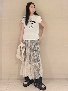 「Mila Owen（ミラオーウェン）のアイテム（デニムパンツ）」を使った、Mila Owenさん（レディース・160cm）の夏コーディネート