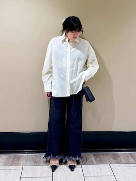 「シャツブラウス」｜Mila Owenさん（レディース・157cm）の冬コーディネート