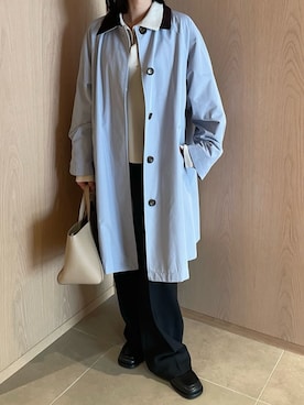 「アイテム（ステンカラーコート）」を使った、Mila Owenさん（レディース・158cm）の秋コーディネート