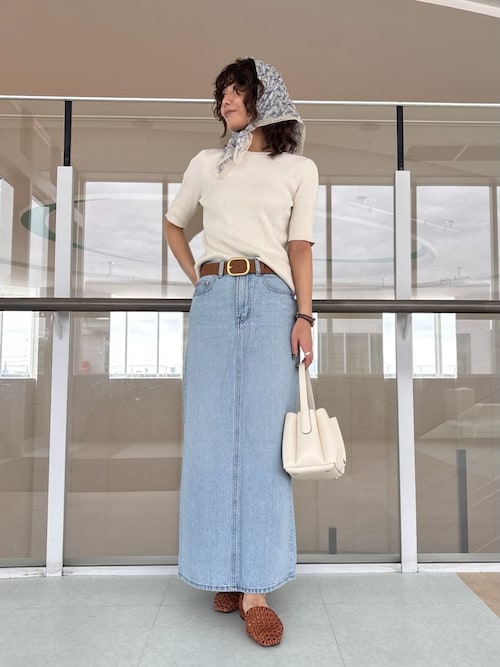 【ジュンコキトウ】デニムジャージー素材フレンチ袖ベストby.ミラショーン CHOYA URBAN STYLE ジレ ベスト コットン シャンブレー デニム調