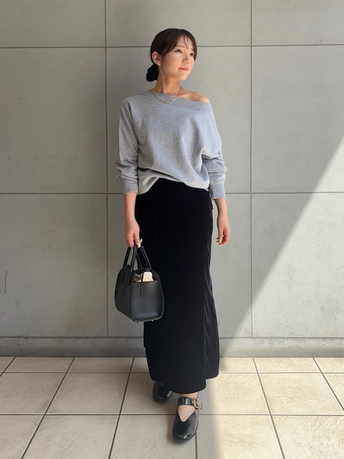 エスカルゴデザインベロアナロースカート（スカート）｜Mila