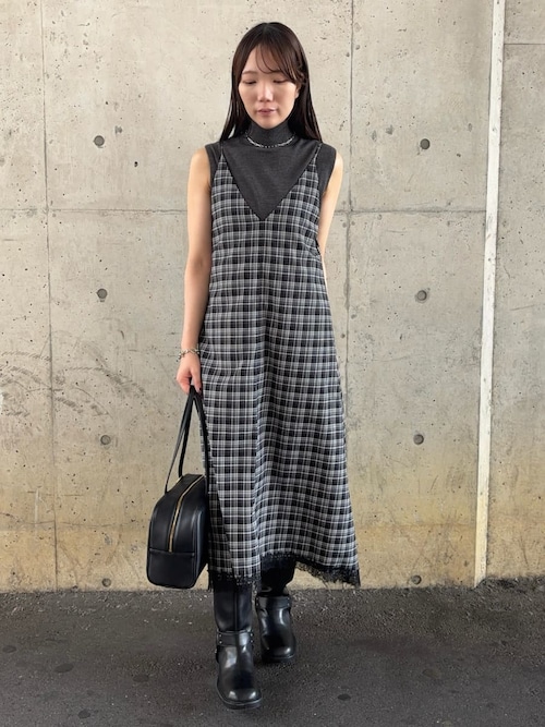 サテンレーストリミングナローキャミワンピース（ワンピース）｜Mila