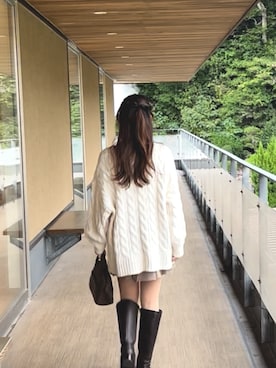 「one after another NICE CLAUP（ワンアフターアナザーナイスクラップ）のアイテム（ニット/セーター）」を使った、まなかさん（レディース・156cm）の秋コーディネート