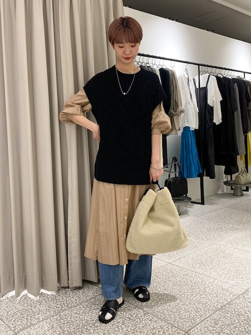 セール】＜手洗い可能＞ストライプフレアシャツワンピース（ワンピース  