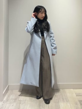 「ハイネックニット」｜「アイテム（チェスターコート）」を使った、kotomiさん（レディース・148cm）の冬コーディネート