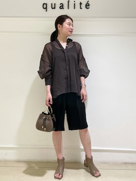 「ブラウン×ブラック」｜Niimiさん（レディース・162cm）の夏コーディネート