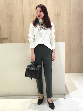 「LOWELL things（ロウェル　シングス）のLegacy/レザー2WAYオープントートバッグ mini（トートバッグ）」を使った、Niimiさん（レディース・162cm）の秋コーディネート