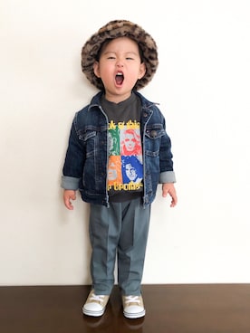 「TOMMY HILFIGER（トミーヒルフィガー）のアイテム（ジャケット/アウター）」を使った、akishiさん（キッズ・90cm）の冬コーディネート