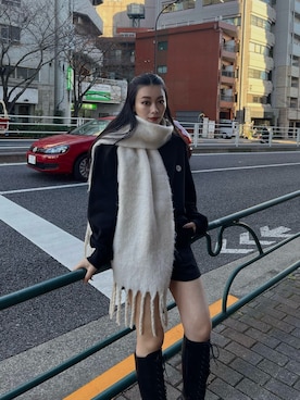 「マフラーコーデ」｜「アイテム（ブーツ）」を使った、越後 穂乃香さん（レディース・150cm）の冬コーディネート