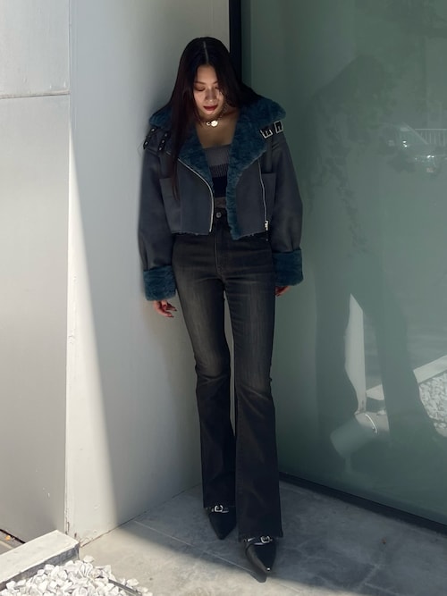 EVRIS デニムジャケット デニムパンツ ファー襟付き EVRIS デニムジャケット デニムパンツ ファー襟付き デニム