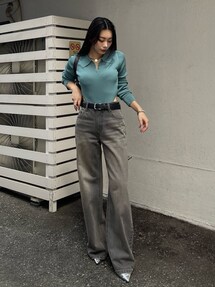 EVRIS ラインストーンロゴオフショルボディースーツ　ブラック ラインストーンロゴオフショルボディースーツ[品番：MKSW0061740