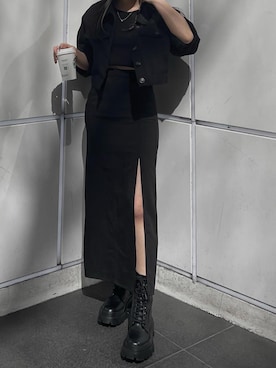「スリット」｜「アイテム（ブルゾン）」を使った、越後 穂乃香さん（レディース・150cm）の春コーディネート