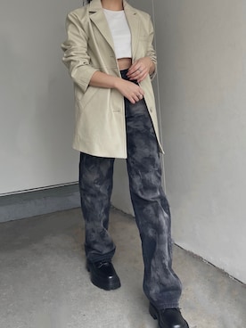 「ブリーチデニム」｜「アイテム（ジャケット/アウター）」を使った、越後 穂乃香さん（レディース・150cm）の冬コーディネート