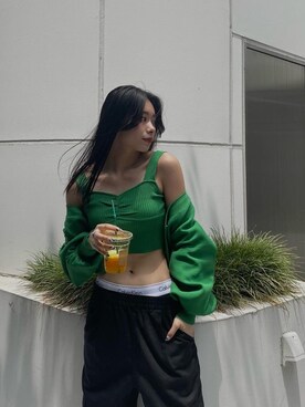 「クロップド丈」｜越後 穂乃香さん（レディース・150cm）の夏コーディネート