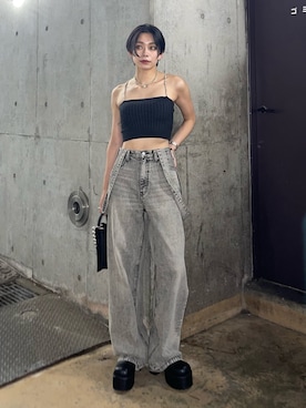 「アイテム（その他シューズ）」を使った、越後 穂乃香さん（レディース・150cm）の夏コーディネート